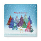 Pretty Colourful Trees Reindeer Christmas