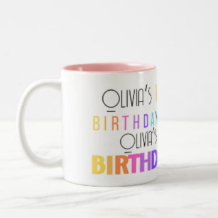 Pretty Colourful Typography Happy Birthday  Two-Tone Coffee Mug