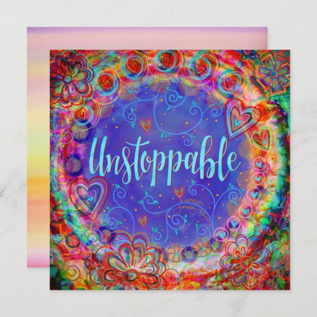 Pretty Colourful Unstoppable Motivational Phone Thank You Card (Front/Back)