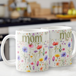 Pretty Colourful Wildflower Pattern Soft Green Mum Coffee Mug