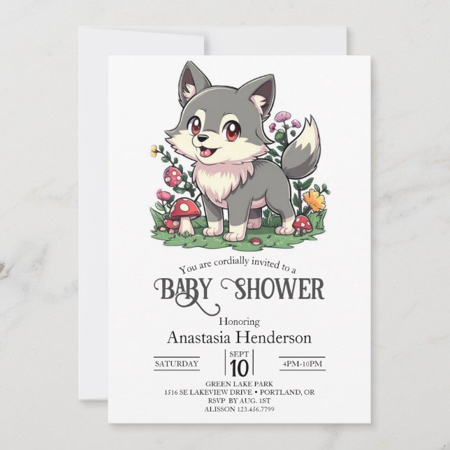 Pretty Colourful Wolf Baby Shower Invitation (Front)