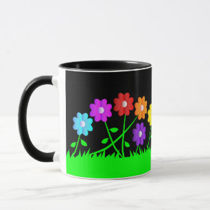 Pretty comic cartoon art colours flowers grass mug