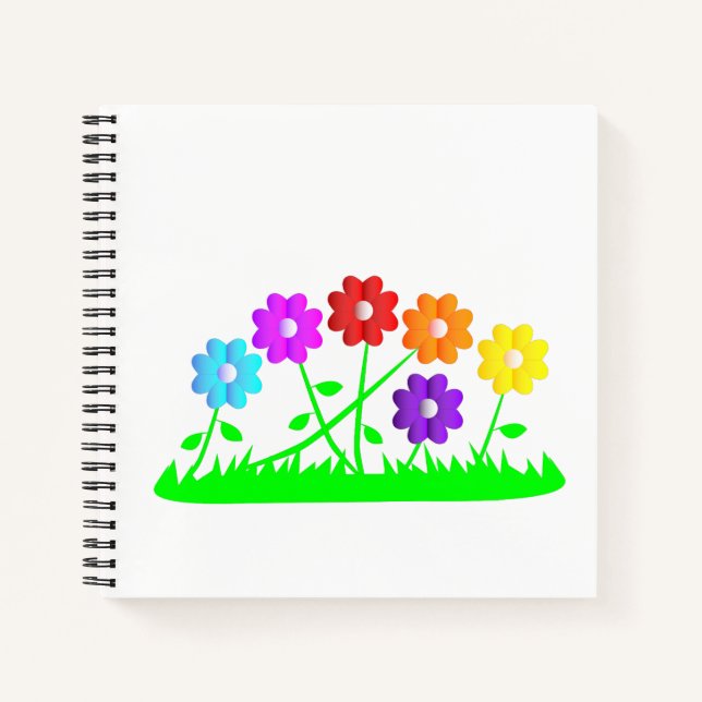 Pretty comic cartoon art colours flowers grass notebook (Front)