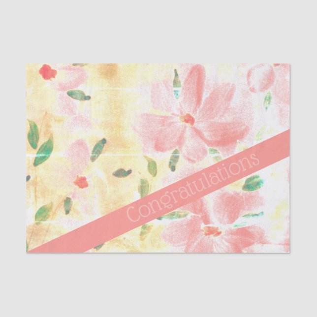 Pretty Congratulations Coral Tissue Paper (Front)