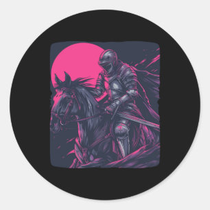 Pretty Cool Knight Horse Outfit For Mediaeval Boys Classic Round Sticker