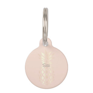 Pretty copper rose gold pineapple & blush pink pet tag