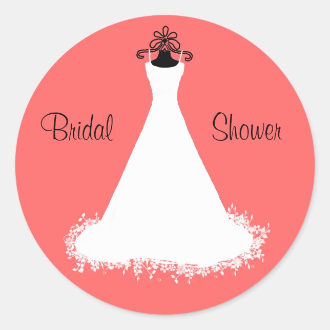 Pretty Coral Bridal Shower Envelope Seal (Front)