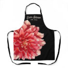 Pretty Coral Red Dahlia Store Name Date On Black