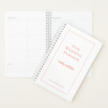Pretty Coral typography and border Wedding Planner<br><div class="desc">Planning a wedding can be a mammouth task,  and this handy planner will keep everything on track for you! To coordinate with the Minimalist Coral wedding stationery range,  you can easily personalise the text on the front cover and also change the background and text colours if you so wish.</div>