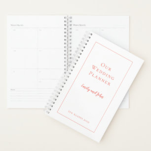 Pretty Coral typography and border Wedding Planner