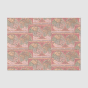 Pretty Coral Vintage Latin World Map Decoupage Tissue Paper