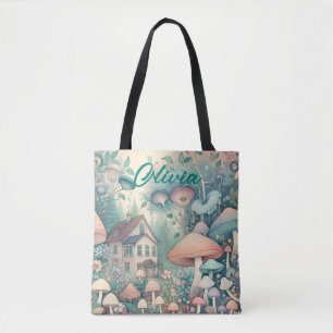 Pretty Cottage Core Whimsical Village Personalised Tote Bag