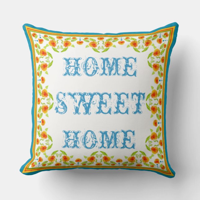 Pretty Country Marigolds Border Pillow or Cushion (Front)