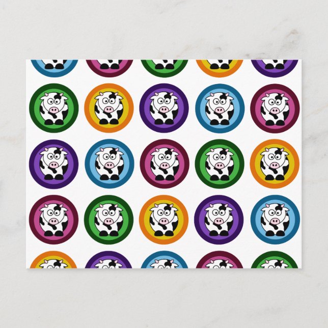 Pretty Cow Circles Postcard (Front)