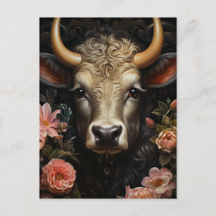 Pretty Cow in Flowers Postcard