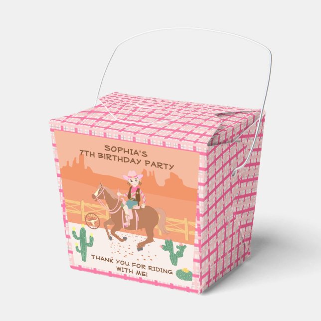 Pretty Cowgirl and horse Birthday Party Favour Box (Front Side)