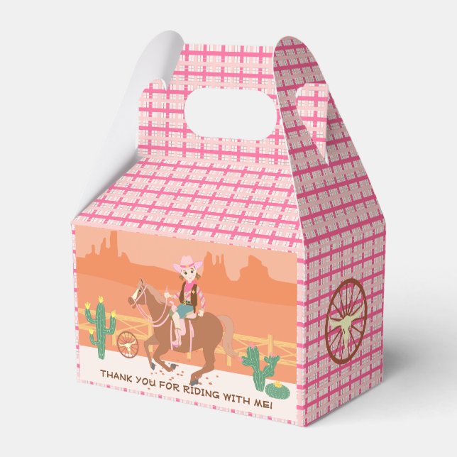 Pretty Cowgirl and horse Birthday Party Favour Box (Front Side)
