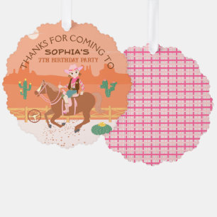 Pretty Cowgirl and horse Birthday Party Tree Decoration Card