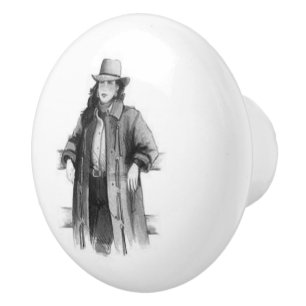 Pretty Cowgirl Ceramic Knob