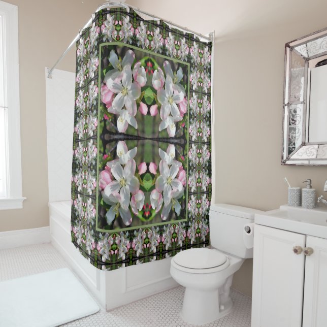 Pretty Crabapple Spring Flower Blossoms Close Up   Shower Curtain (In Situ)