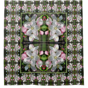 Pretty Crabapple Spring Flower Blossoms Close Up   Shower Curtain