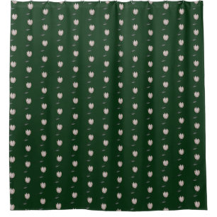 Pretty cream flower bud green floral pattern shower curtain