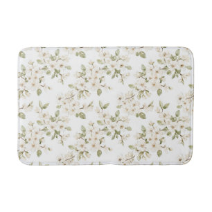 Pretty Cream Flowering Tree Bath Mat