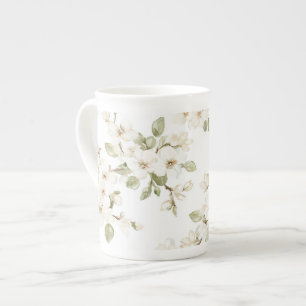 Pretty Cream Flowering Tree  Bone China Mug