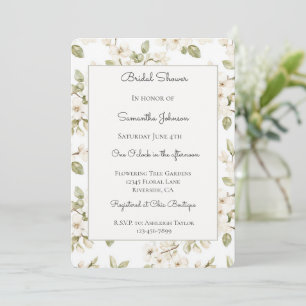 Pretty Cream Flowering Tree Bridal Shower   Invitation