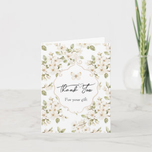 Pretty Cream Flowering Tree Butterfly Thank You Card