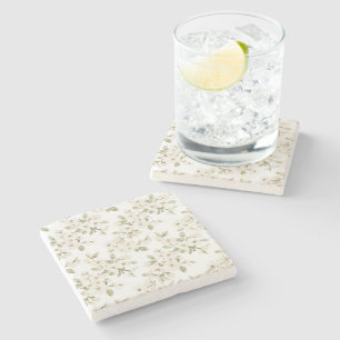 Pretty Cream Flowering Tree Stone Coaster