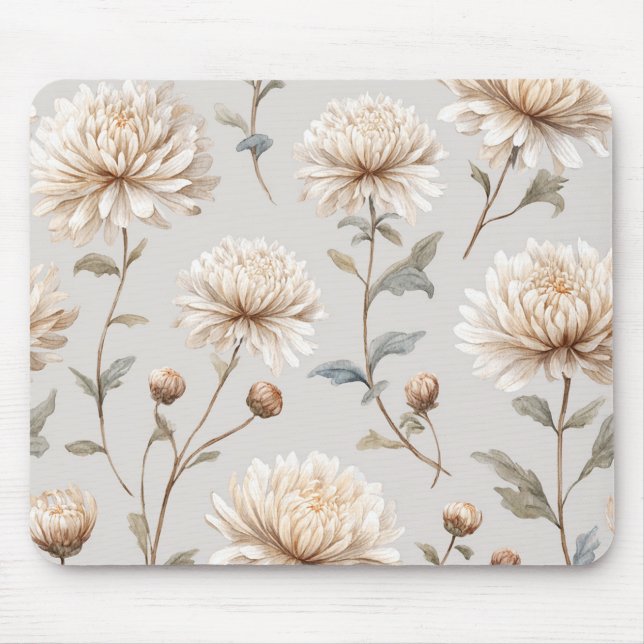 Pretty Cream Flowers Mouse Pad (Front)