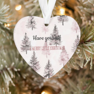 Pretty Cream Peach Floral Christmas Trees Ornament