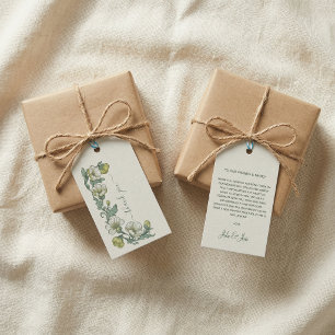 Pretty cream wedding Art Nouveau thank you card Gift Tags