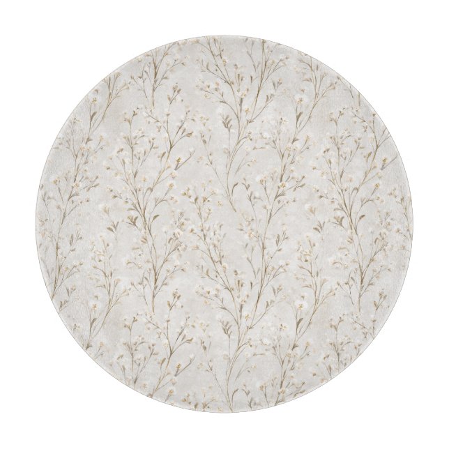Pretty Cream White Flowers Cutting Board (Front)