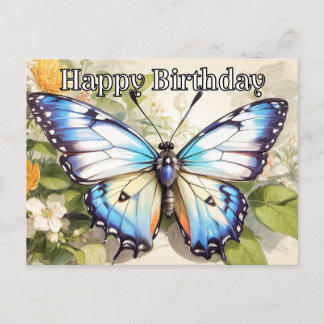 Pretty Creative Vintage Butterfly Illustration Holiday Postcard