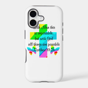 PRETTY CROSS AND RAINBOW MATTHEW 19:26 DESIGN