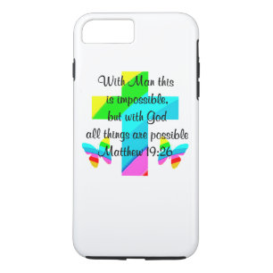 PRETTY CROSS AND RAINBOW MATTHEW 19:26 DESIGN Case-Mate iPhone CASE