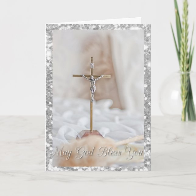 Pretty Cross Religious Christmas Card (Front)