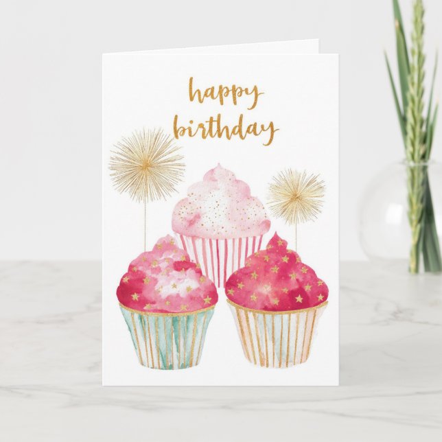 Pretty Cupcake Birthday Card (Front)