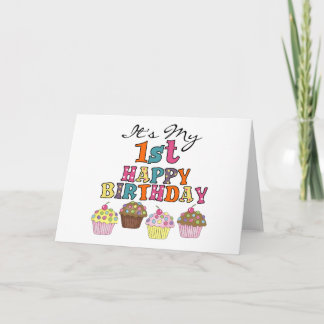 Pretty Cupcakes 1st Birthday Tshirts and Gifts Card