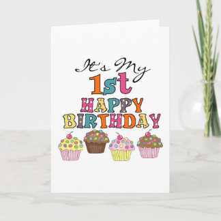 Pretty Cupcakes 1st Birthday Tshirts and Gifts Card