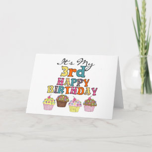 Pretty Cupcakes 3rd Birthday Tshirts and Gifts Card
