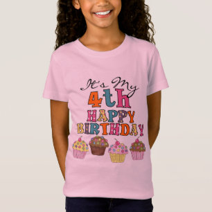 Pretty Cupcakes 4th Birthday Tshirts and Gifts