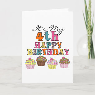 Pretty Cupcakes 4th Birthday Tshirts and Gifts Card