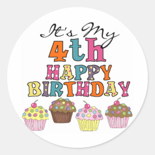 Pretty Cupcakes 4th Birthday Tshirts and Gifts Classic Round Sticker