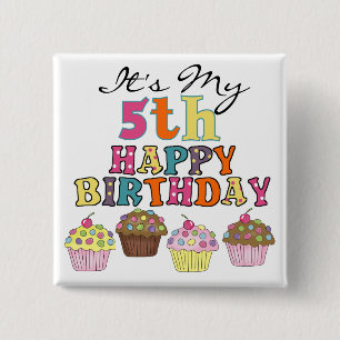 Pretty Cupcakes 5th Birthday Tshirts and Gifts 15 Cm Square Badge