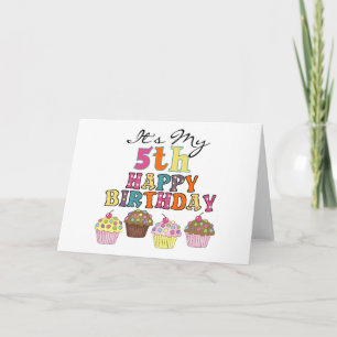 Pretty Cupcakes 5th Birthday Tshirts and Gifts Card