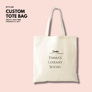 Pretty Custom Library Book Bag Tote Bag with Bow