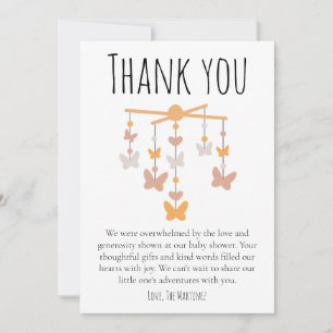 Pretty cute butterfly baby shower thank you cards